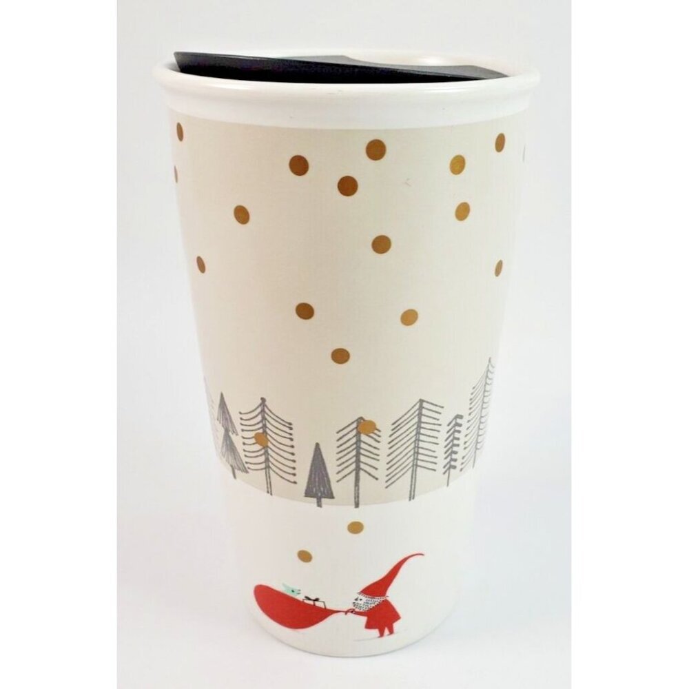 Starbucks Ceramic Travel Tumbler Mug 12 oz Christmas Santa 2018
